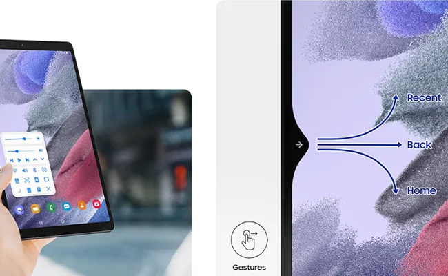 در این عکس قابلیت استفاده آسان از تبلت Galaxy Tab A7 Lite 8.7 SM-T225 سامسونگ با یک دست نمایش داده شده است.